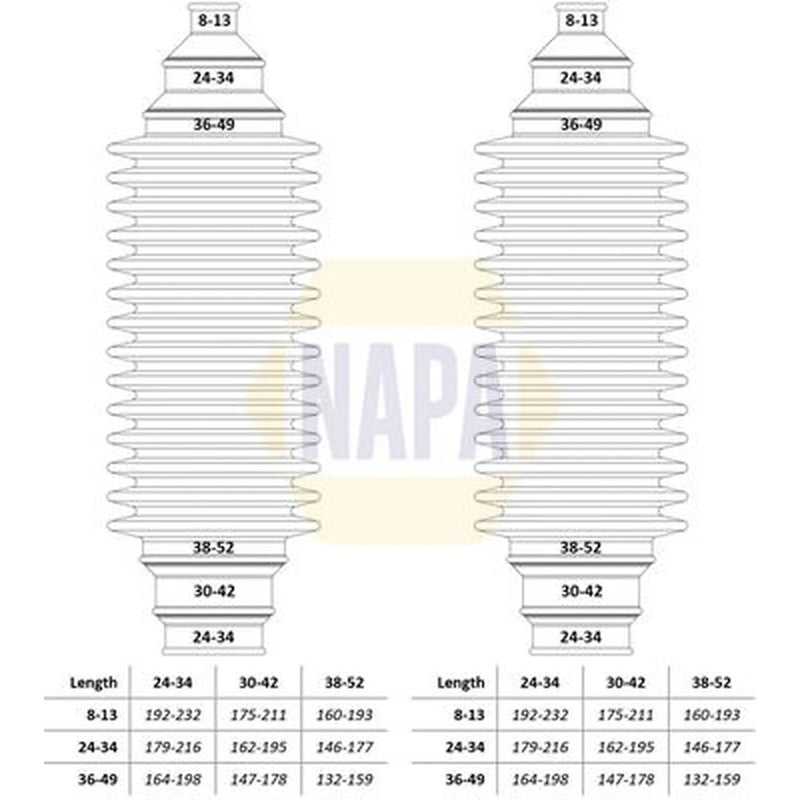 NAPA Steering Bellow Kit Front NCB3002
