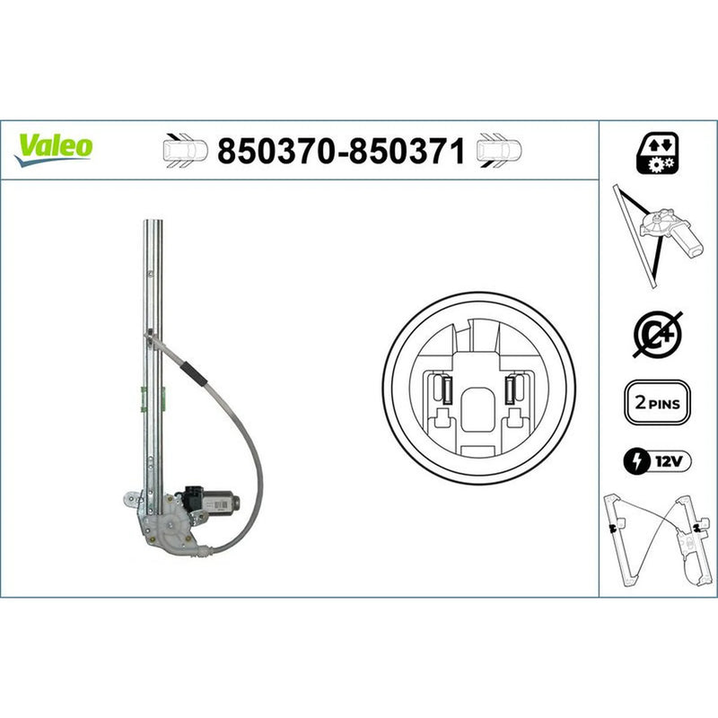 Valeo Electric Window Regulator Lifter Left Rear 850370
