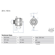 Bosch Car Alternator 12V 0 986 086 160