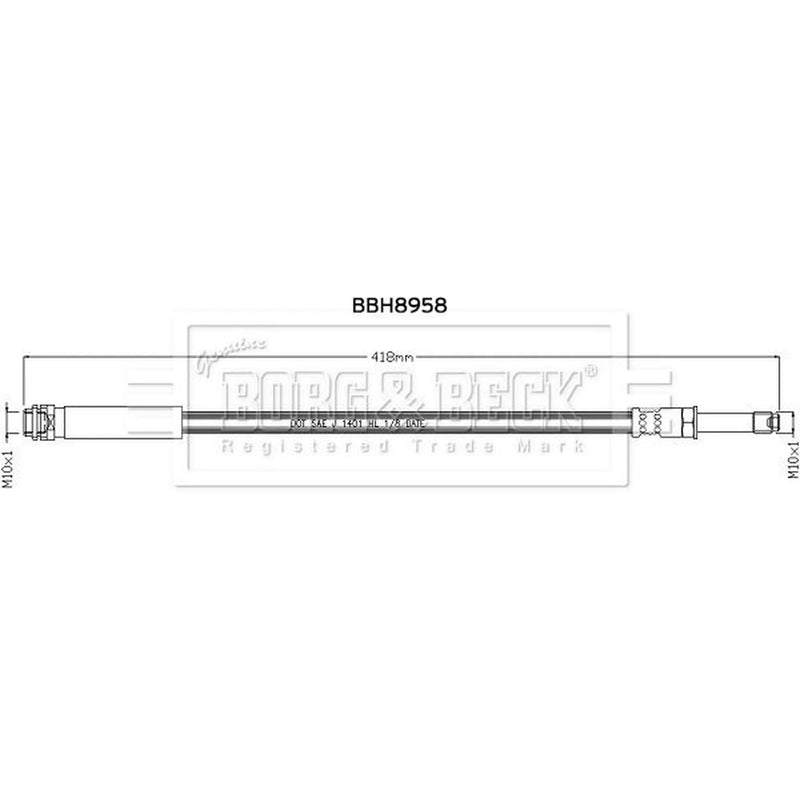 Borg & Beck Brake Hydraulic Hose Line Front Ri BBH8958