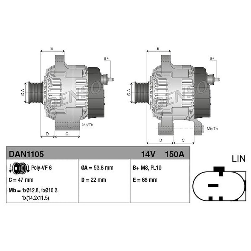 Denso Car Alternator 12V fits Land Rover Discovery IV 2009-2018 3.0