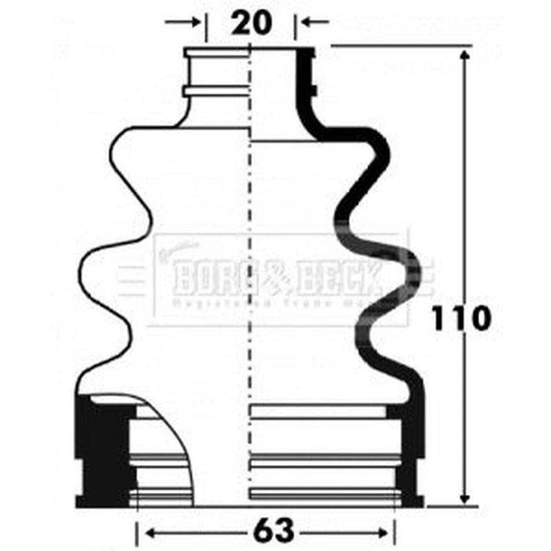 Borg & Beck Drive Shaft Bellow Kit transmission sided BCB2887