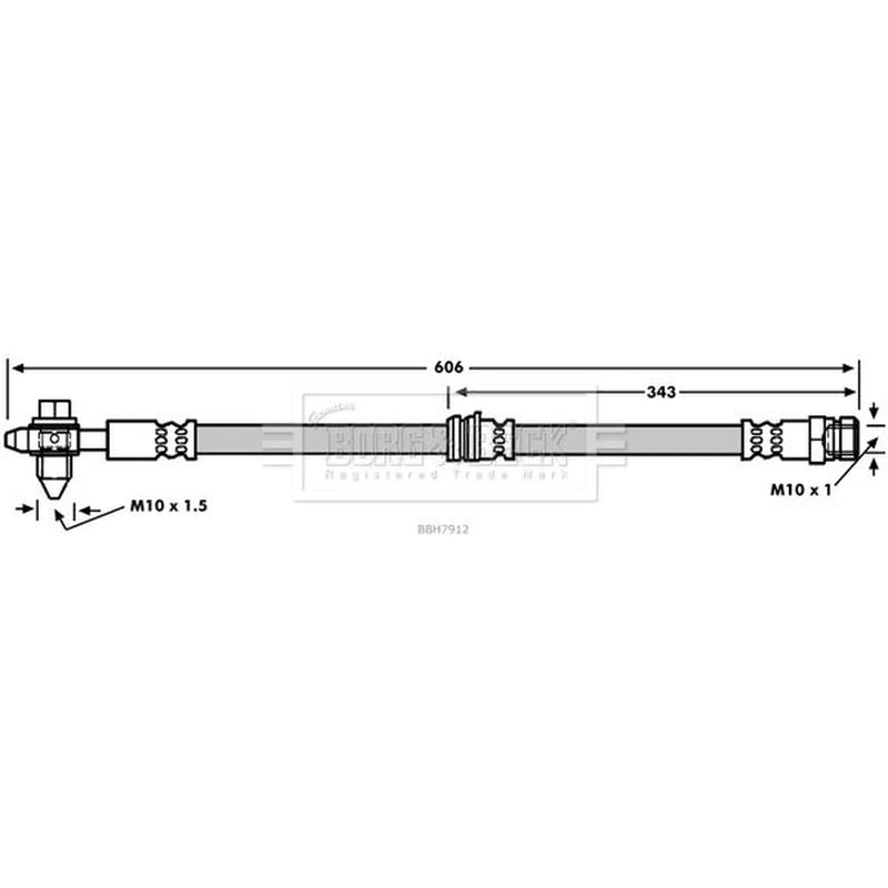 Borg & Beck Brake Hydraulic Hose Line Front Right BBH7912