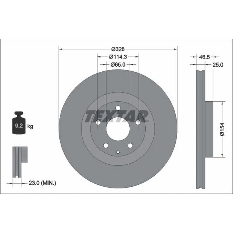 Textar 2 x Vented Front Brake Discs 92337603-x2