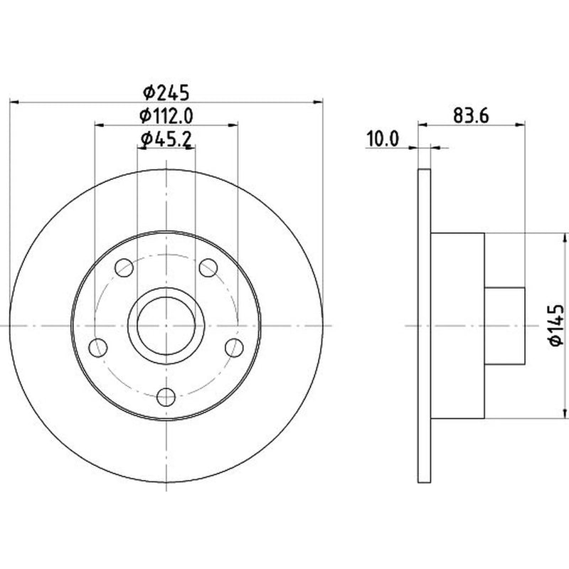 Mintex 2 x Solid Rear Brake Discs MDC830