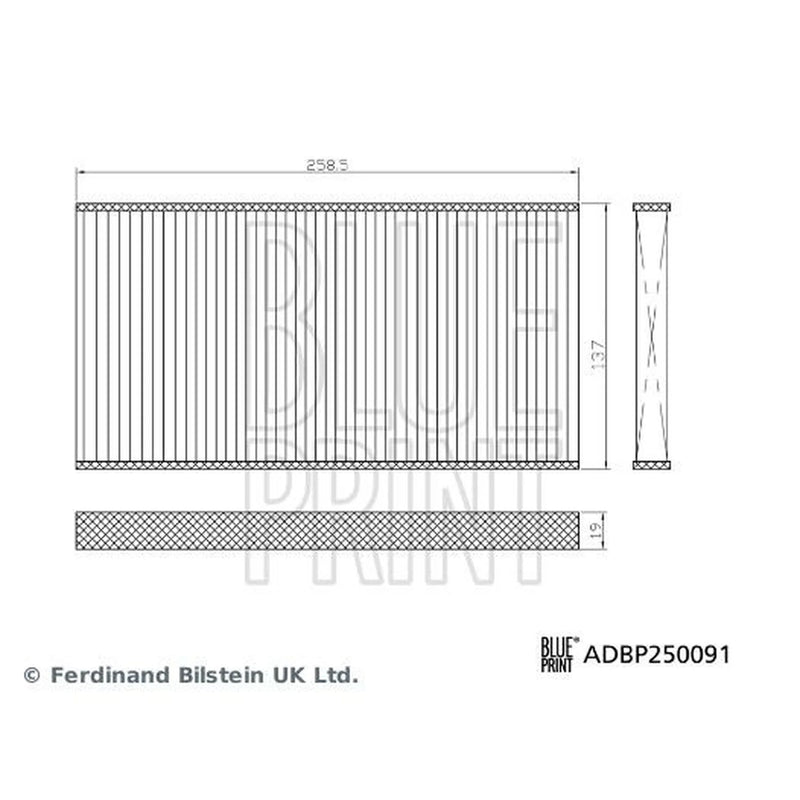 Blue Print Cabin Air Filter Set Wide High ADBP250091