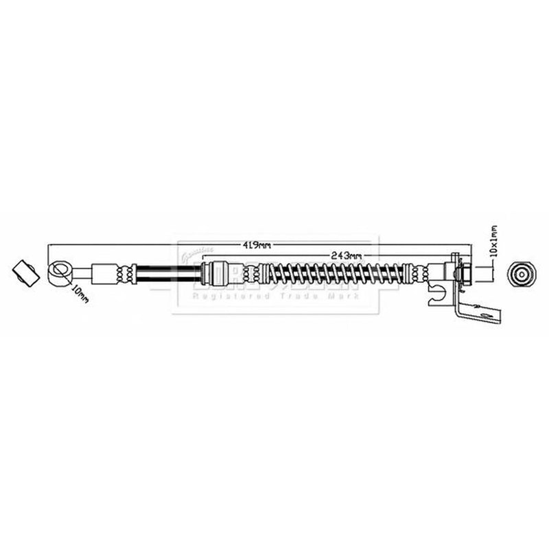 Borg & Beck Brake Hydraulic Hose Line Rear Left BBH7606