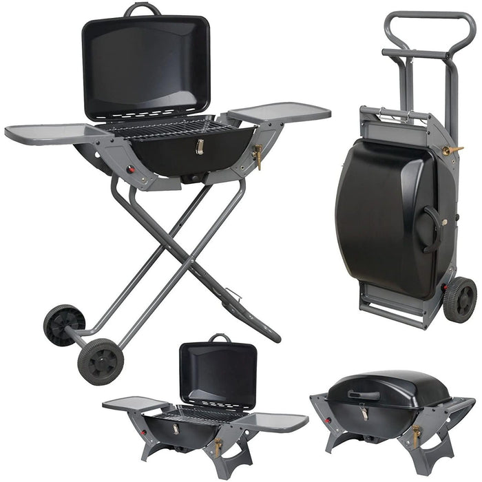 Folding Gas Barbecue Combo Bbq Trolley Portable Camping Table Top Stove V739 - Crusader - Van Life Living