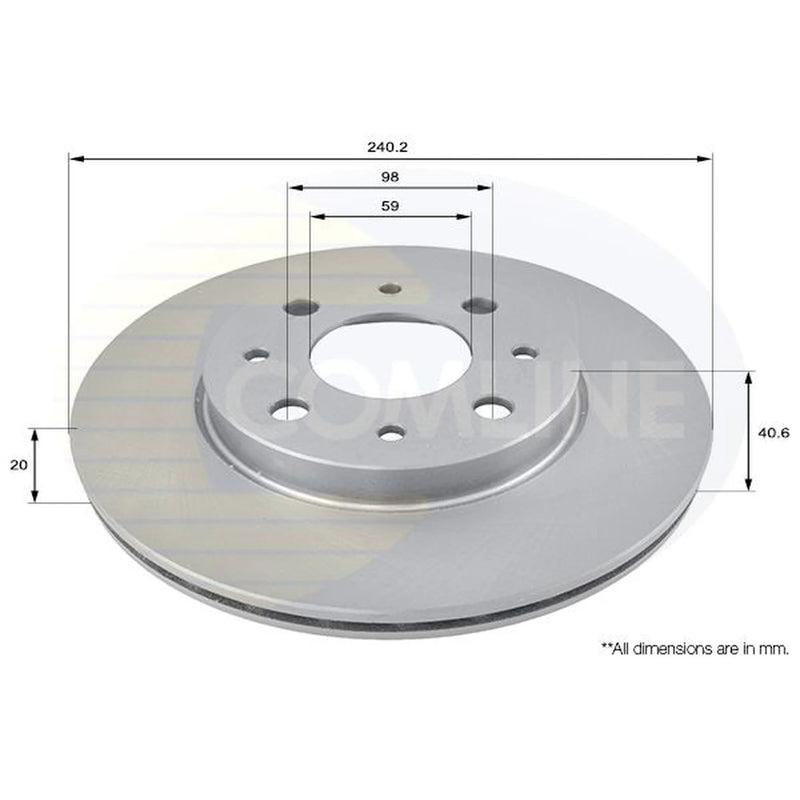 Comline 2 x Vented Front Brake Discs ADC1821V-x2