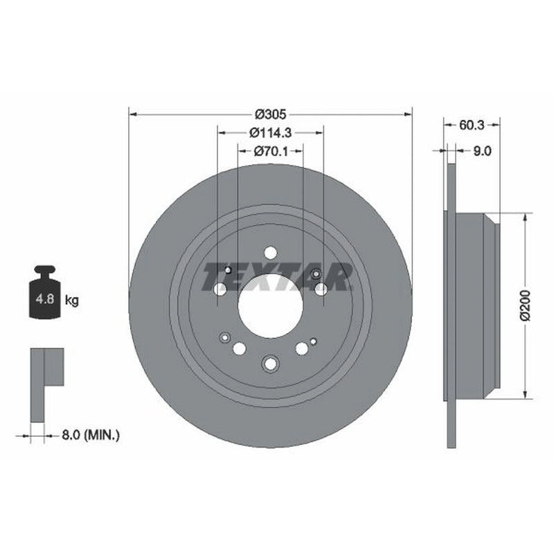 Textar 2 x Solid Rear Brake Discs 92195100-x2
