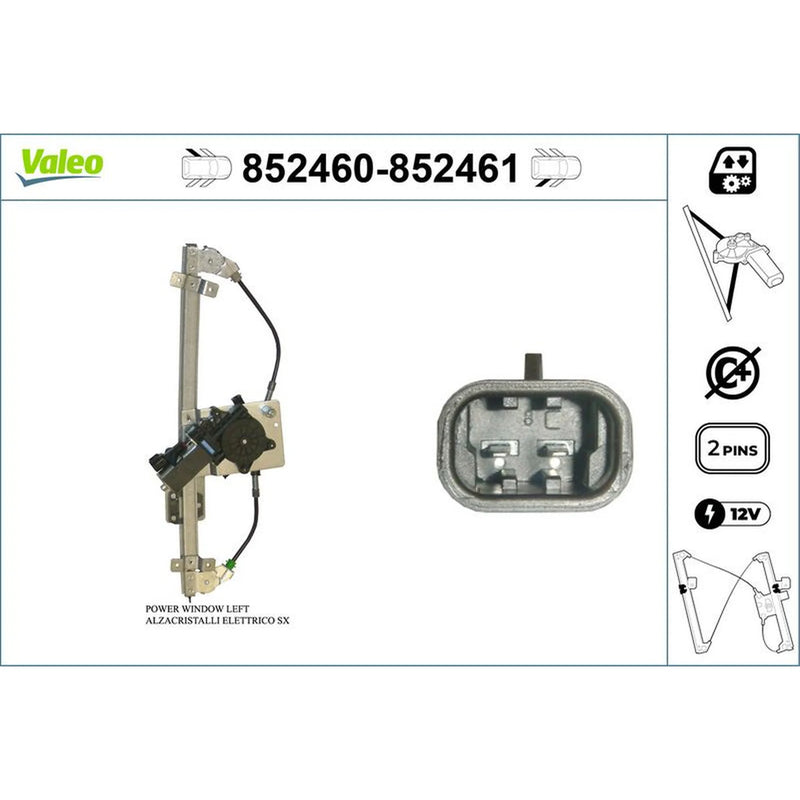 Valeo Electric Window Regulator Lifter Left Rear 852460