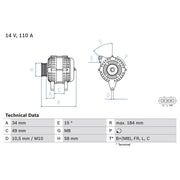 Bosch Car Alternator 12V 0 986 083 640