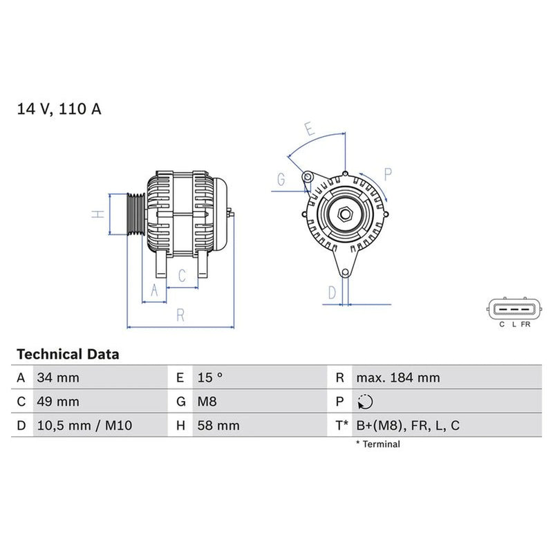 Bosch Car Alternator 12V 0 986 083 640