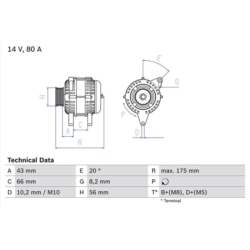 Bosch Car Alternator 12V 0 986 038 781