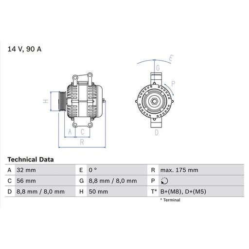 Bosch Car Alternator 12V 0 986 043 650
