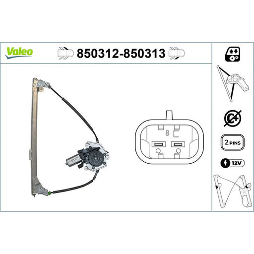 Valeo Electric Window Regulator Lifter Left Front 850312