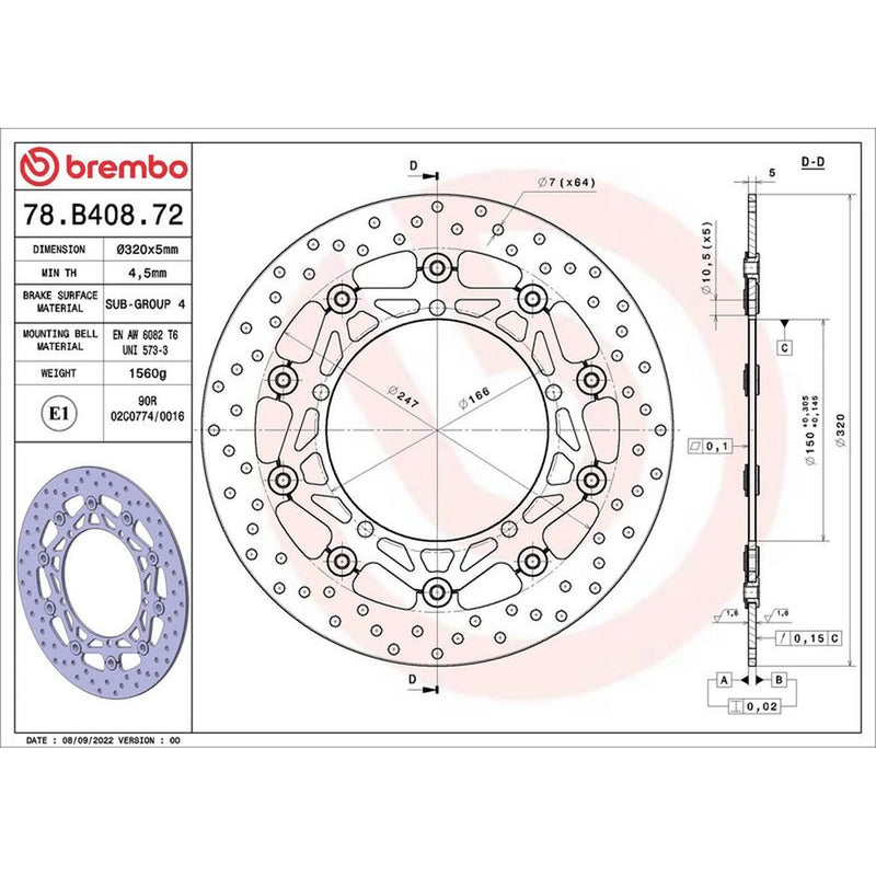 Brembo 2 x Floating Front Brake Disc Brake Discs 78B40872-x2