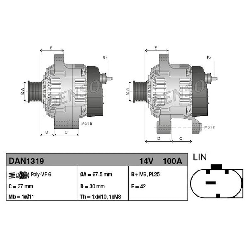 Denso Car Alternator 12V fits Citroën C1 II 2014-2021 1.0