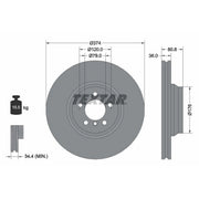 Textar 2 x Vented Front Brake Discs 92123003