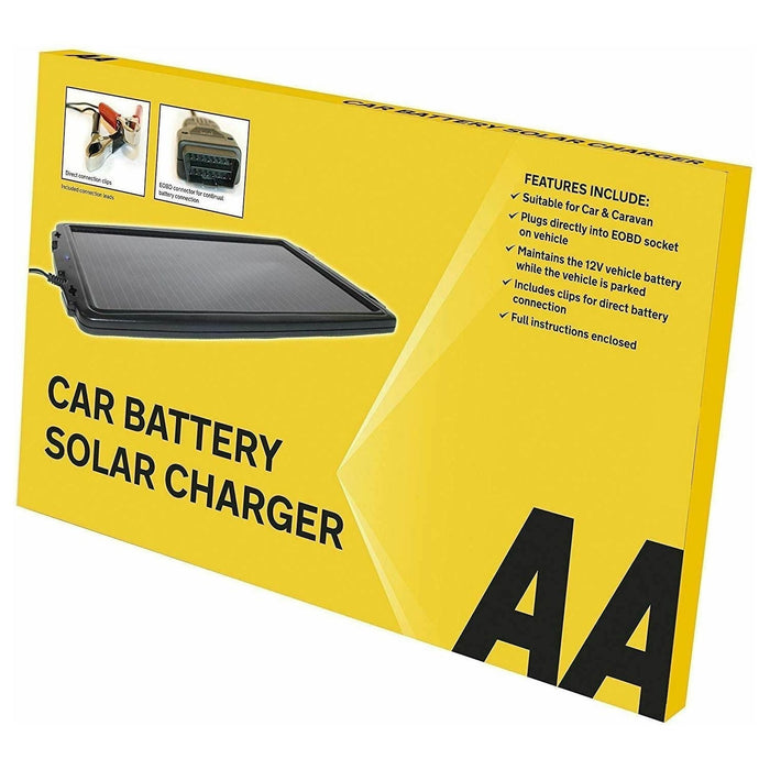 AA 12V Solar Powered Panel Car Caravan Battery EOBD Trickle Charger Maintainer - AA - Van Life Living