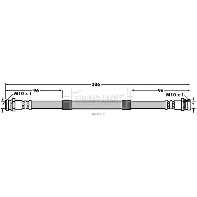 Borg & Beck Brake Hydraulic Hose Line Rear Right BBH7917