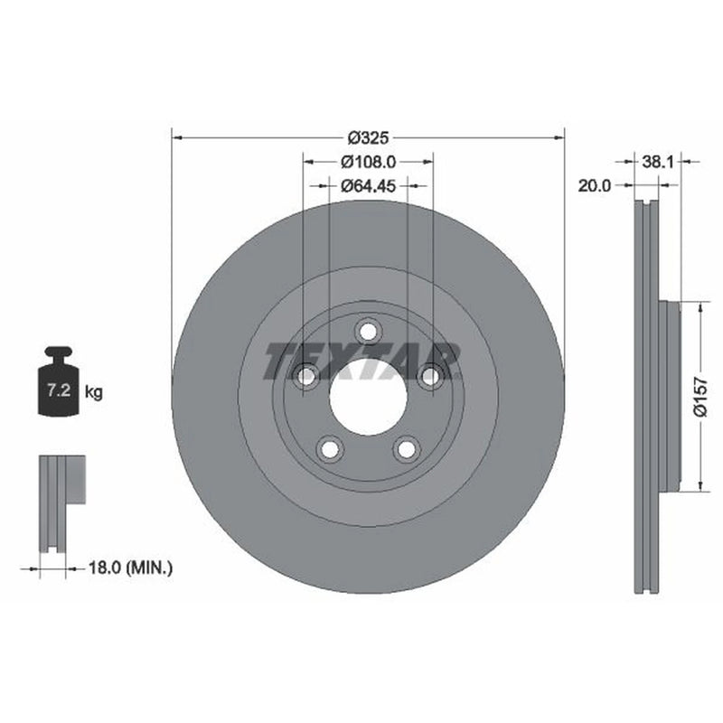 Textar 2 x Vented Rear Brake Discs 92319905-x2