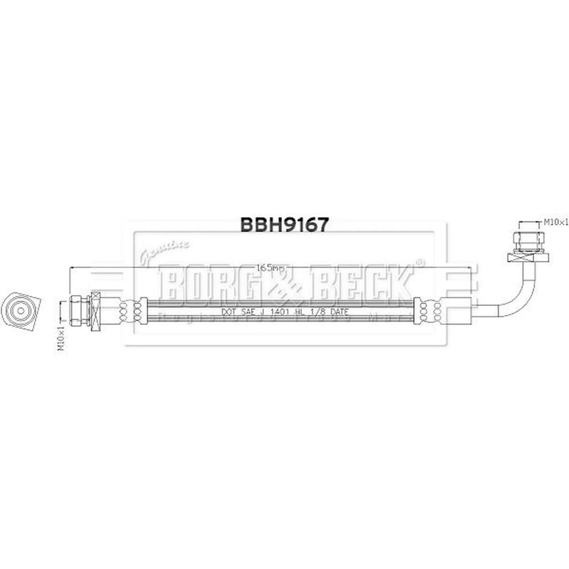 Borg & Beck Brake Hydraulic Hose Line inner BBH9167