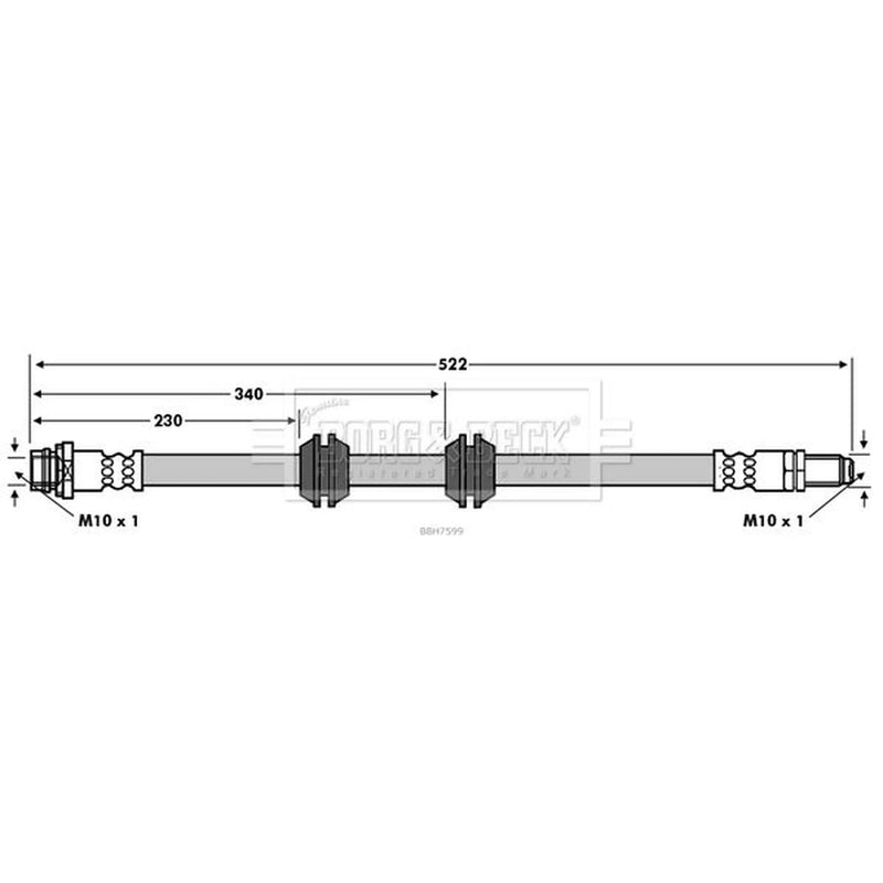Borg & Beck Brake Hydraulic Hose Line Rear Right BBH7599