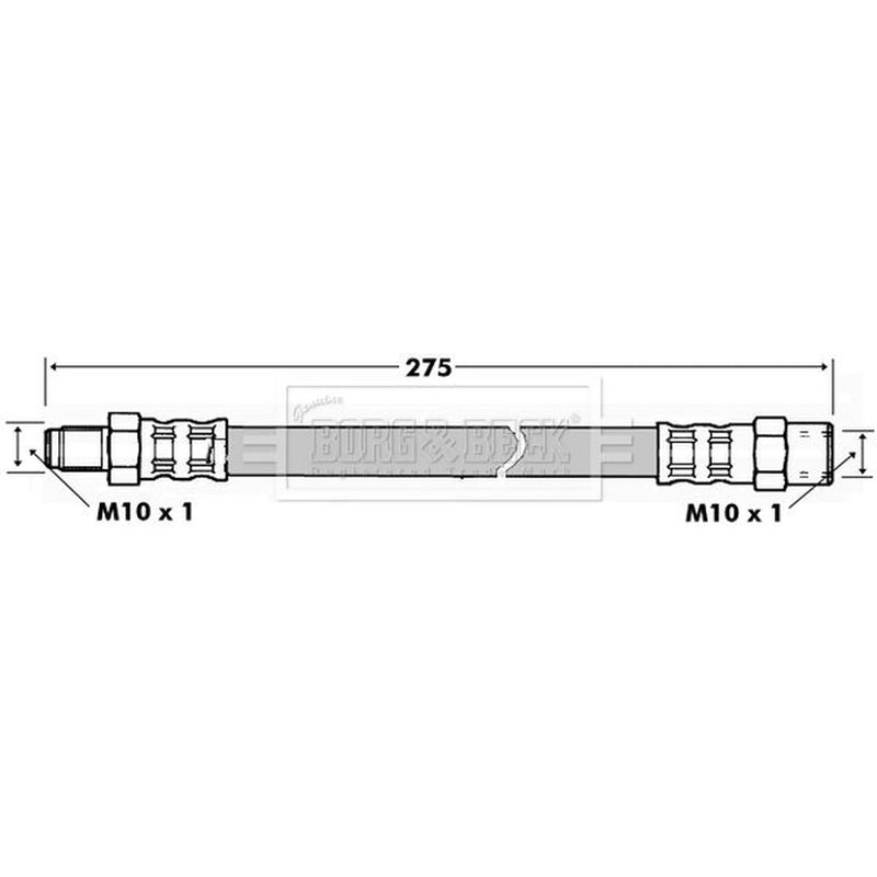 Borg & Beck Brake Hydraulic Hose Line Rear Right BBH7296