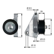 Gates V-Ribbed Belt Deflection/Guide Pulley Upper T36422