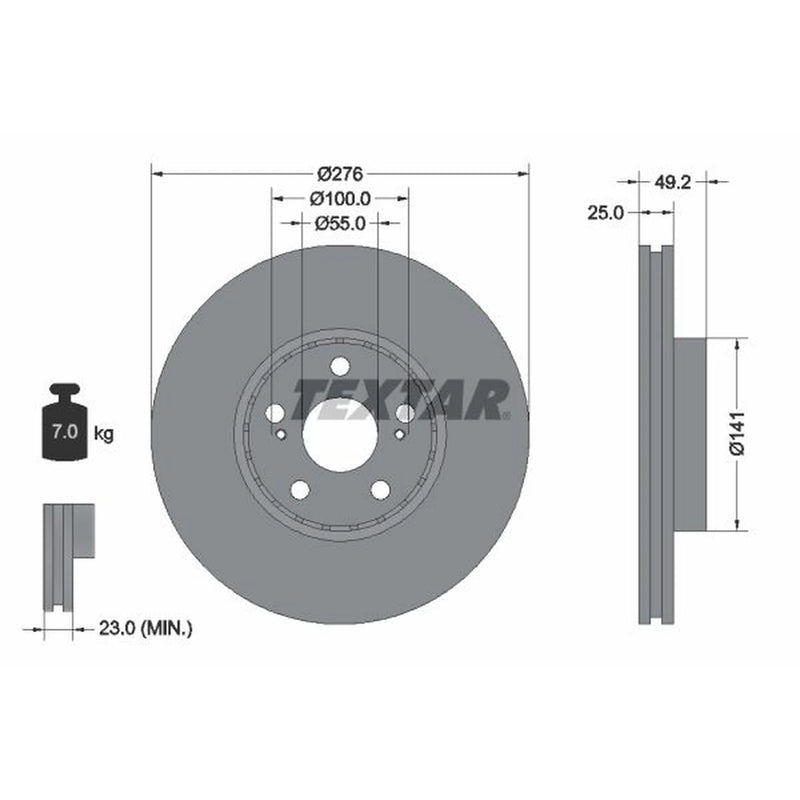 Textar 2 x Front Brake Discs 92126403-x2