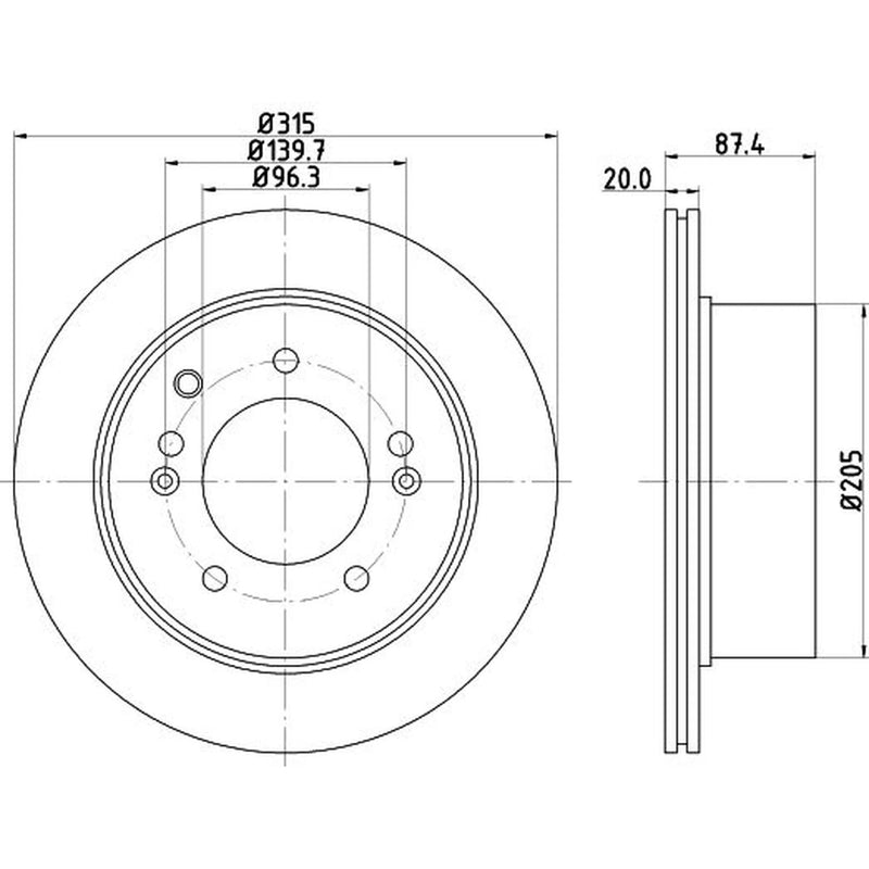 DON 2 x Vented Rear Brake Discs PCD14052