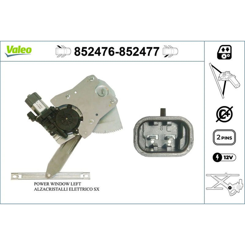 Valeo Electric Window Regulator Lifter Right Rear 852477