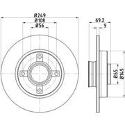 Mintex 2 x Solid Rear Brake Discs MDC2121-x2