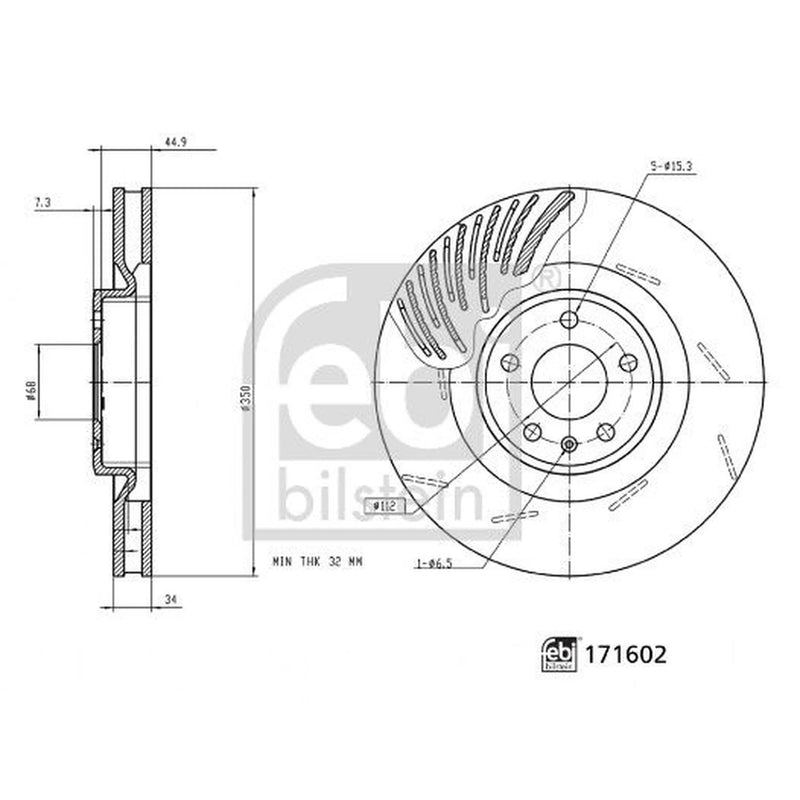 Febi 2 x Front / Brake Discs 171602