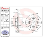 Brembo 2 x Perforated/Vented Front Brake Discs 09.5674.2X-x2