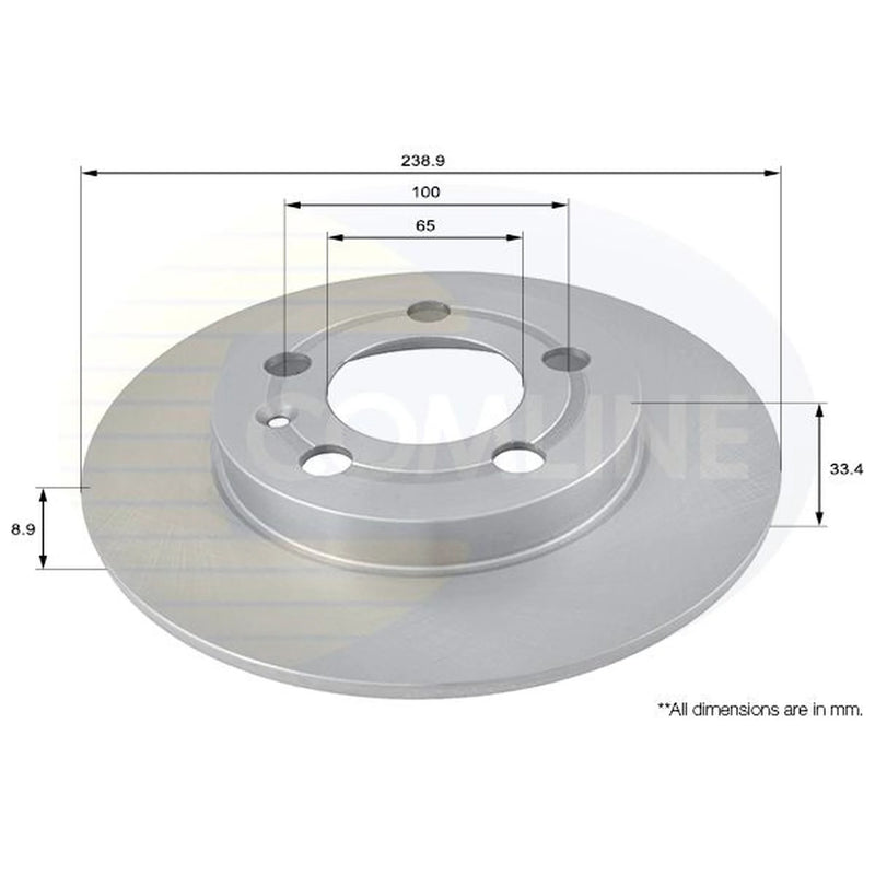 Comline 2 x Solid Rear Brake Discs ADC1443-x2