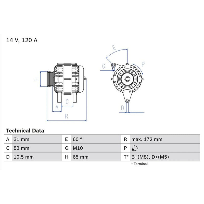 Bosch Car Alternator 12V 0 986 038 180