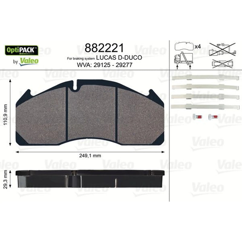 Valeo Rear Brake Pad Set 882221