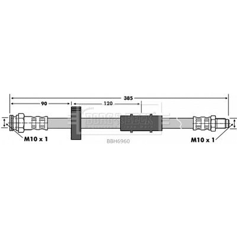 Borg & Beck Brake Hydraulic Hose Line Front Right BBH6960