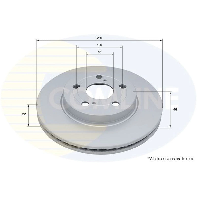Comline 2 x Vented Front Brake Discs ADC5308V