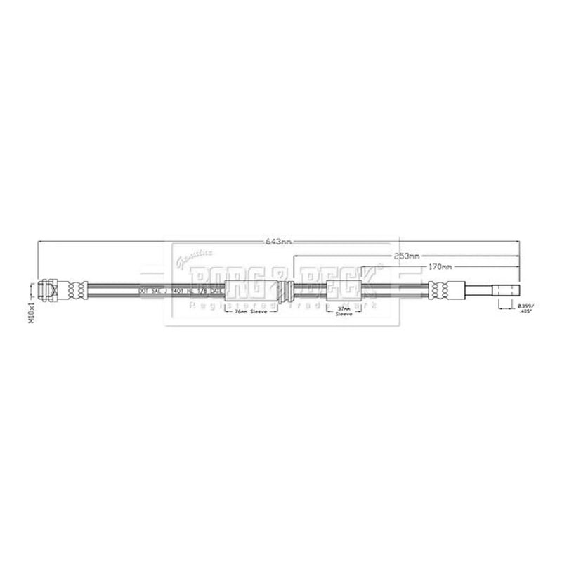 Borg & Beck Brake Hydraulic Hose Line Rear Right BBH8945