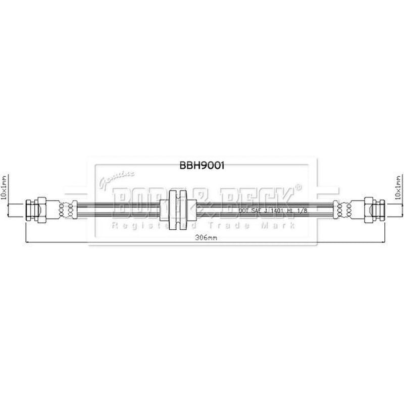 Borg & Beck Brake Hydraulic Hose Line inner BBH9001