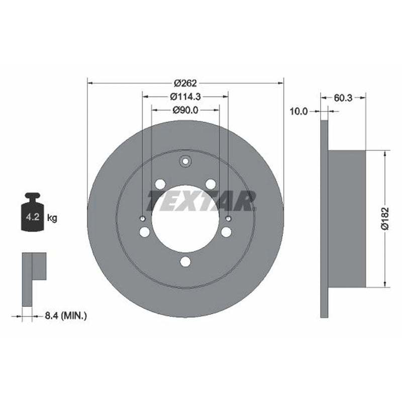 Textar 2 x Solid Rear Brake Discs 92136103-x2