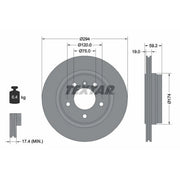 Textar 2 x Externally Vented Rear Brake Discs 92097303-x2