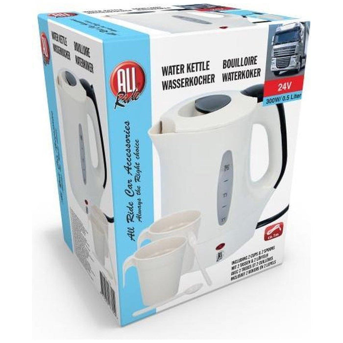 All Ride Truckers 24V Kettle 0.5Ltr 300W Water Heater Truck Lorry W Cups Spoons - All Ride - Van Life Living