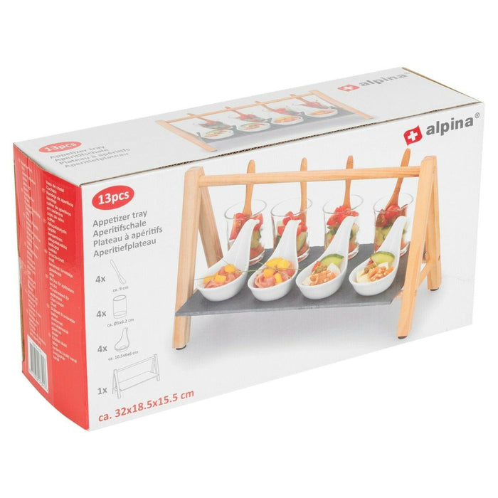 Alpina 13 Pcs Decorative Wooden Slate & Dip Serving Tray Set - Alpina - Van Life Living