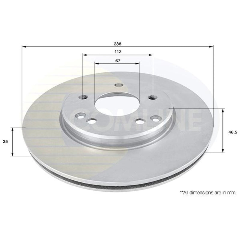 Comline 2 x Vented Front Brake Discs ADC1603V-x2