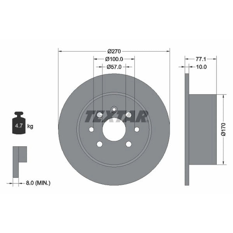Textar 2 x Solid Rear Brake Discs 92054700-x2