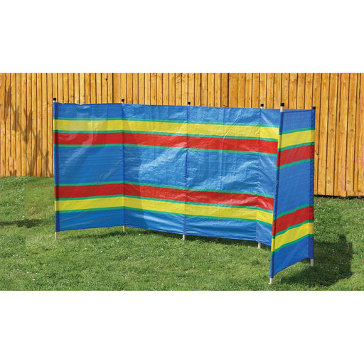 6 Pole Multicoloured Polythene Windbreak 1445 - Quest - Van Life Living